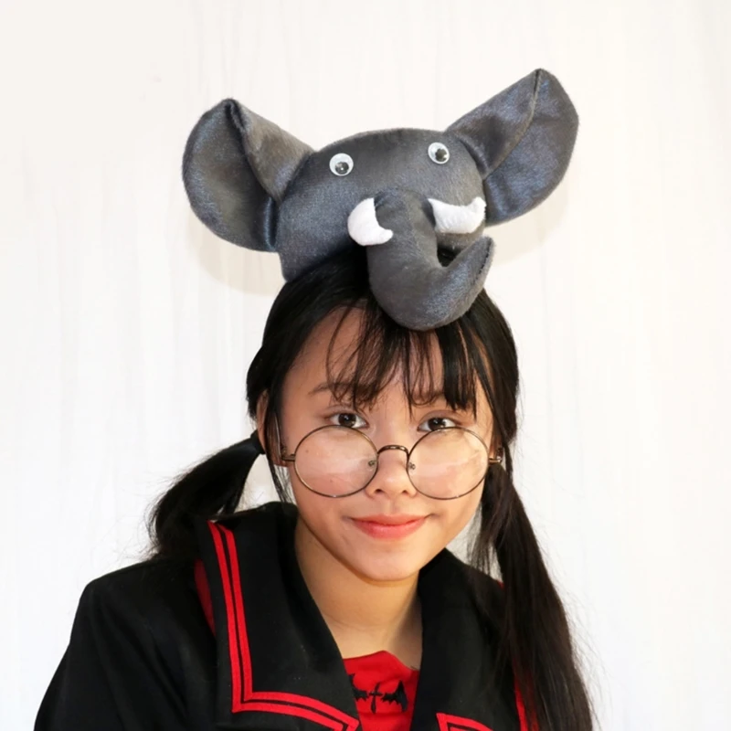 3D Elephant Headband Funny Dress Animals Hair Hoop Festive Photo Booth Props for Halloween Party
