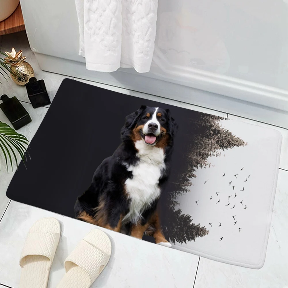 

Please Remember A Girl and Her Bernese Mountain Dog Doormat Decor Print Carpet Flannel Non-Slip Doormat Bedroom Porch