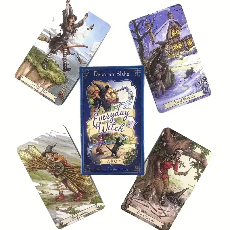 1박스 에브리데이 위치 타로 카드 세트(가이드북 포함) - 78장 카드 세트, 마법 테마 파티 게임, 실용적인 마법 타로 키트