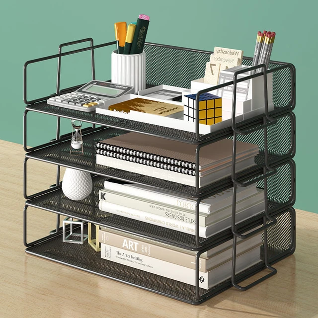 Boîte de rangement pour papier A4, design empilable à 3 couches,  fournitures de bureau, accessoires de bureau, horizontal T1 - AliExpress