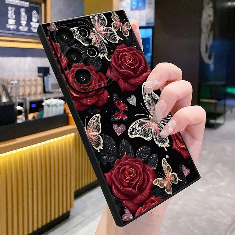 Elegant Rose Butterfly Phone Case Cover