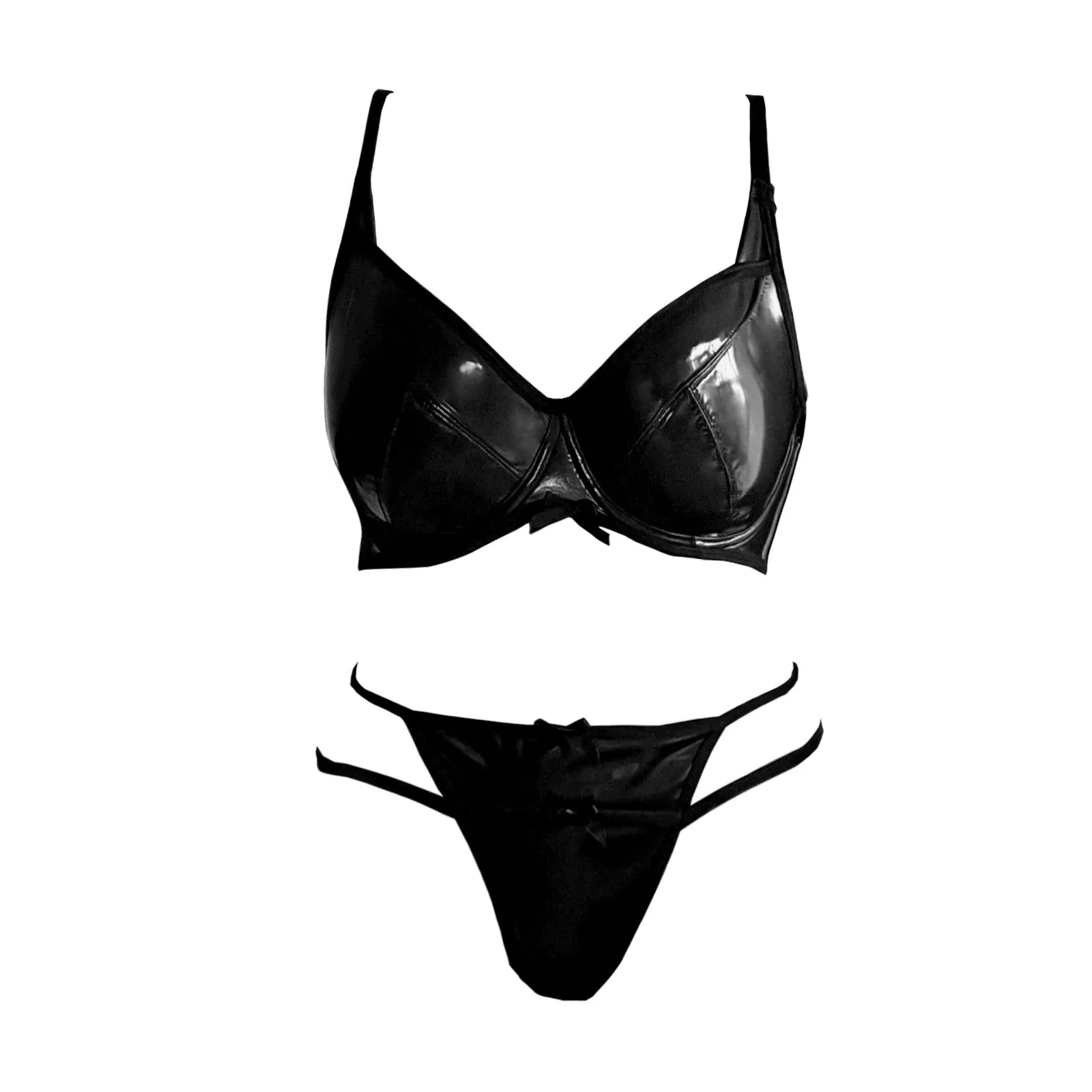 Women Hot Sexy Lingerie PU Leather Sexy Costumes Underwire Bra Brief Set Erotic Underwear Porno Costume Pole Dance Sex Clothes sexy bra and panty set Bra & Brief Sets