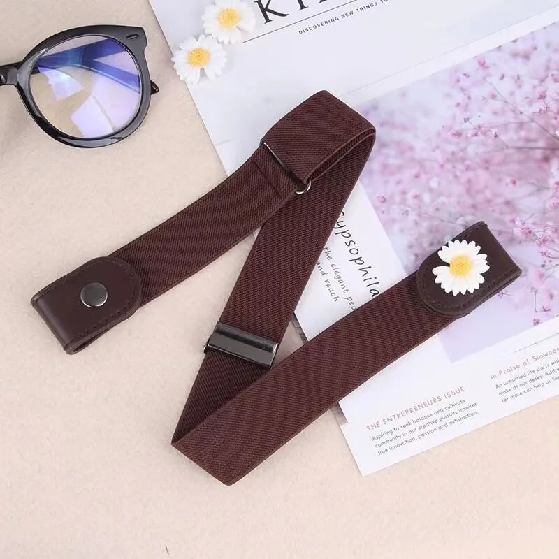 Mens Belt Men and Women Elastic Belts Japanese Invisible Seamless Buckle Rubber Band Allergy Belt