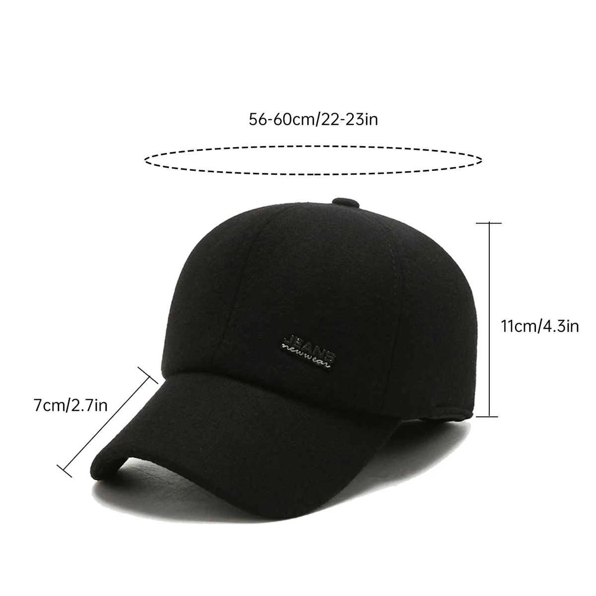 Autumn and Winter Hats for Men, Winter Baseball Cap with Hard Brim, Cold-Proof, Fleece-Lined, Warm, Outdoor Black Peaked Cap, Three-Dimensional Style for Men