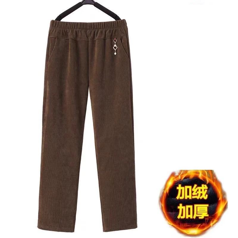 Pantaloni dritti in velluto a coste di alta qualità donna autunno inverno Oversize 8XL pantaloni madre in pile Thicke pantaloni Casual caldi femminili nuovi 2