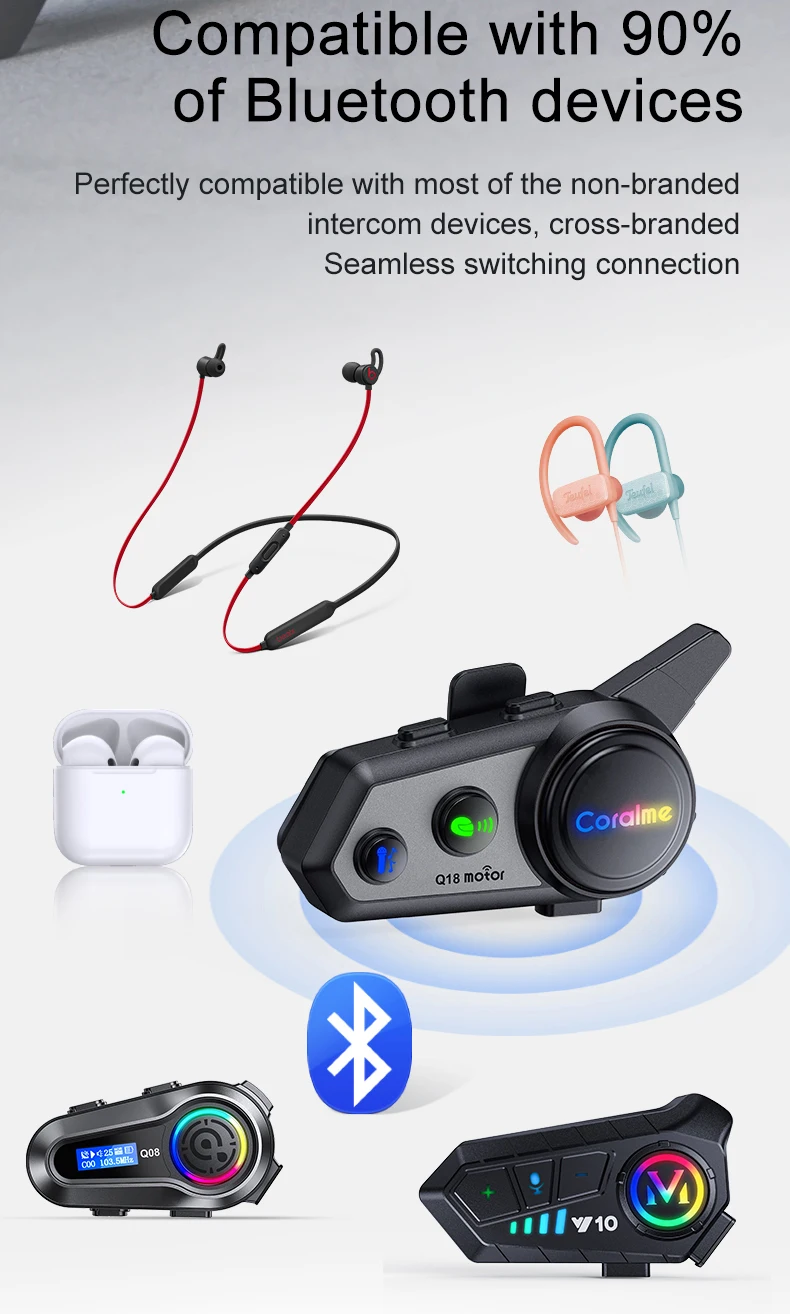 Bluetooth Intercom Headset For Motorcycle Helmets Ipx6 Waterproof_voghion.com