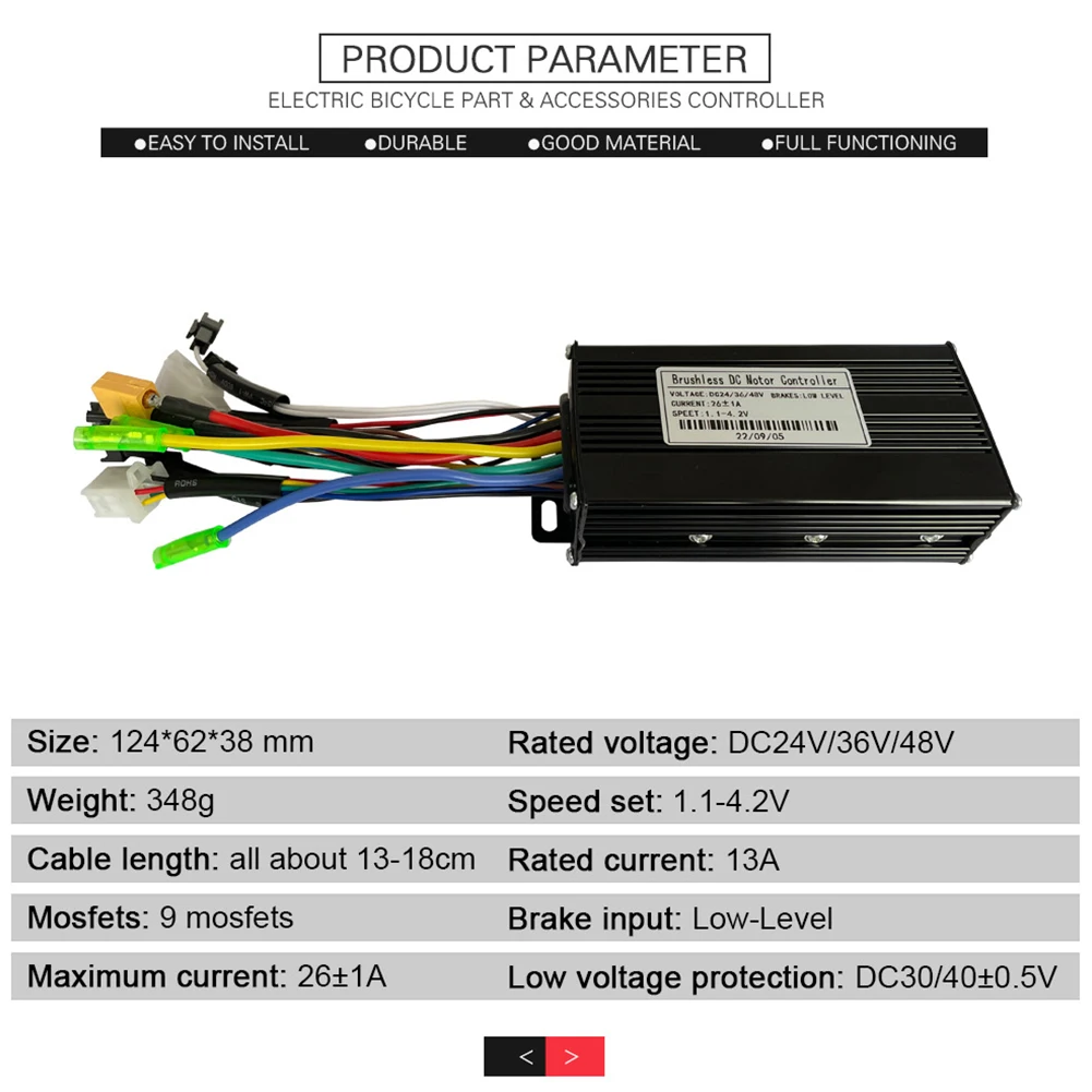 Controller brushless a onda sinusoidale JN 36/48V 26A 500/750W SM a tre modalità per biciclette elettriche, tricicli, e-bike e scooter elettrici. - immagine 5