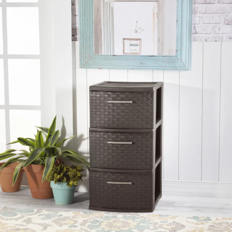 storage box organizer 3 Drawer Cross-Weave Tower Cement - AliExpress