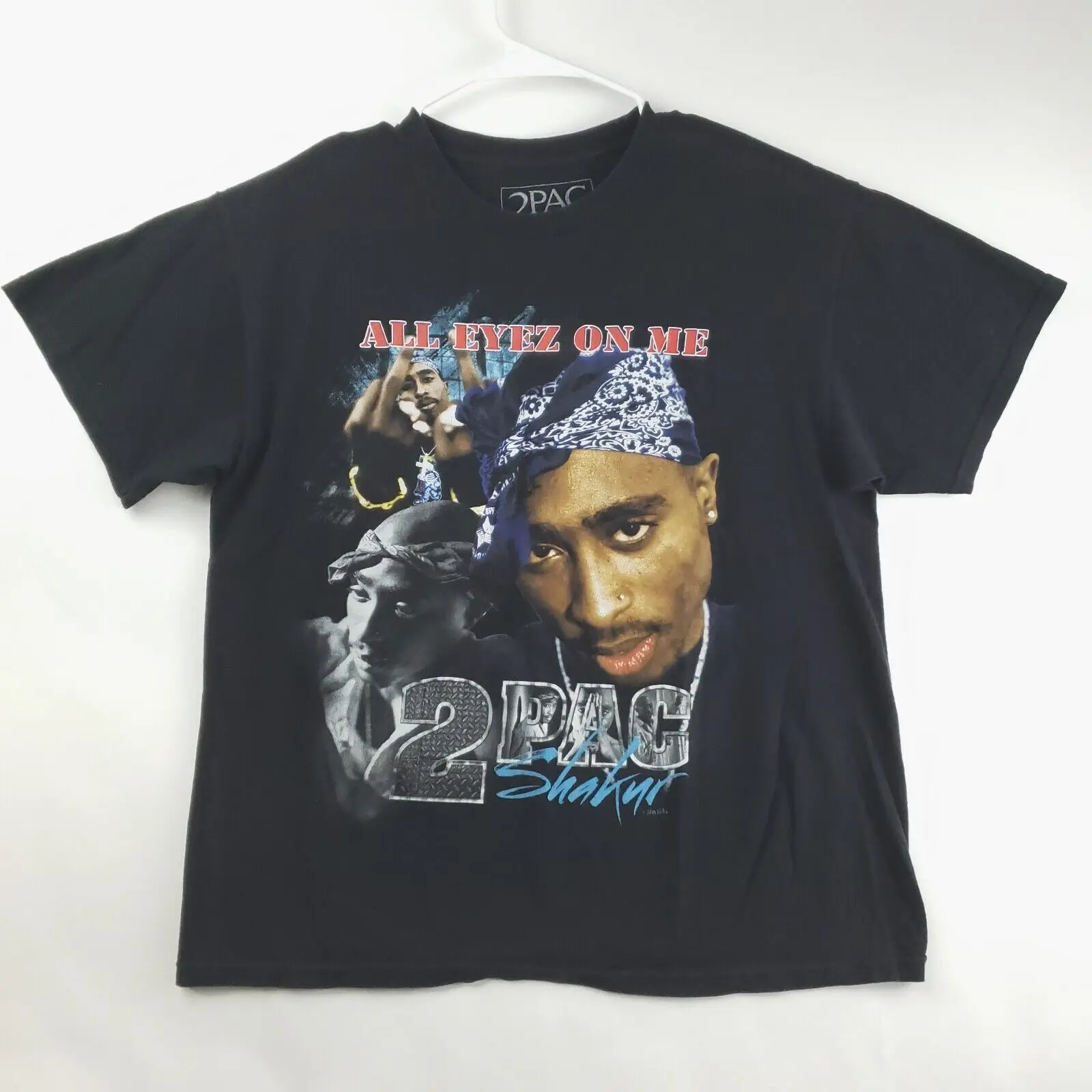 2Pac Shakur All Eyez On Me T Shirt Uomo Large Black Rap Hip Hop Maniche Lunghe O Corte