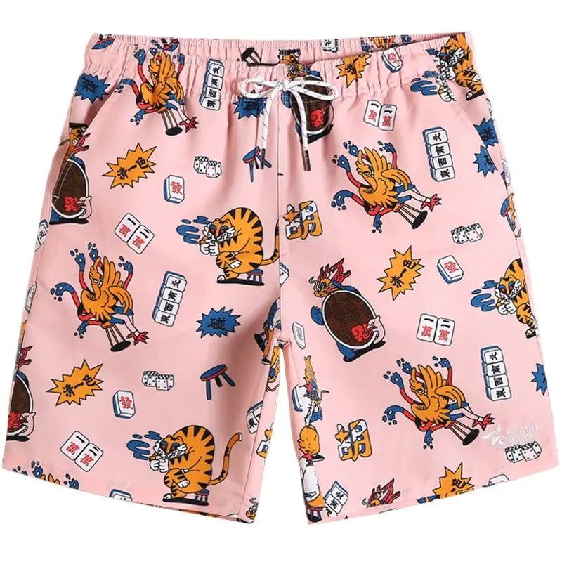 

Men's beach pants pink Sao Qi swimming sports leisure loose large size swimming pants are fashionable and can be launched