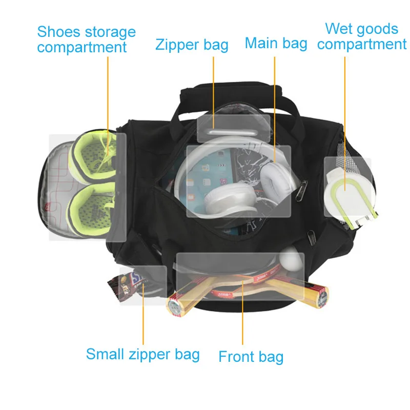 Travel Bag for Men Large Gym Fitness Bag Wet Dry Training Shoes Shoulder Handbags Multifunction Work Out Portable Luggage Duffel 4