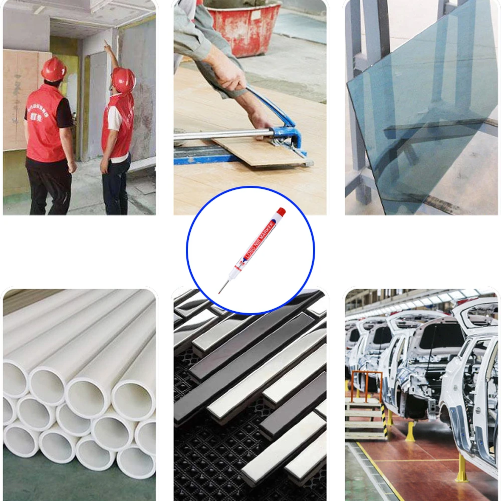 5-50Pcs 2cm Waterproof Long Head Markers Deep Hole Marker Pen White/Red/Black/Blue/Green for Metal Carpenter Woodworking Tools