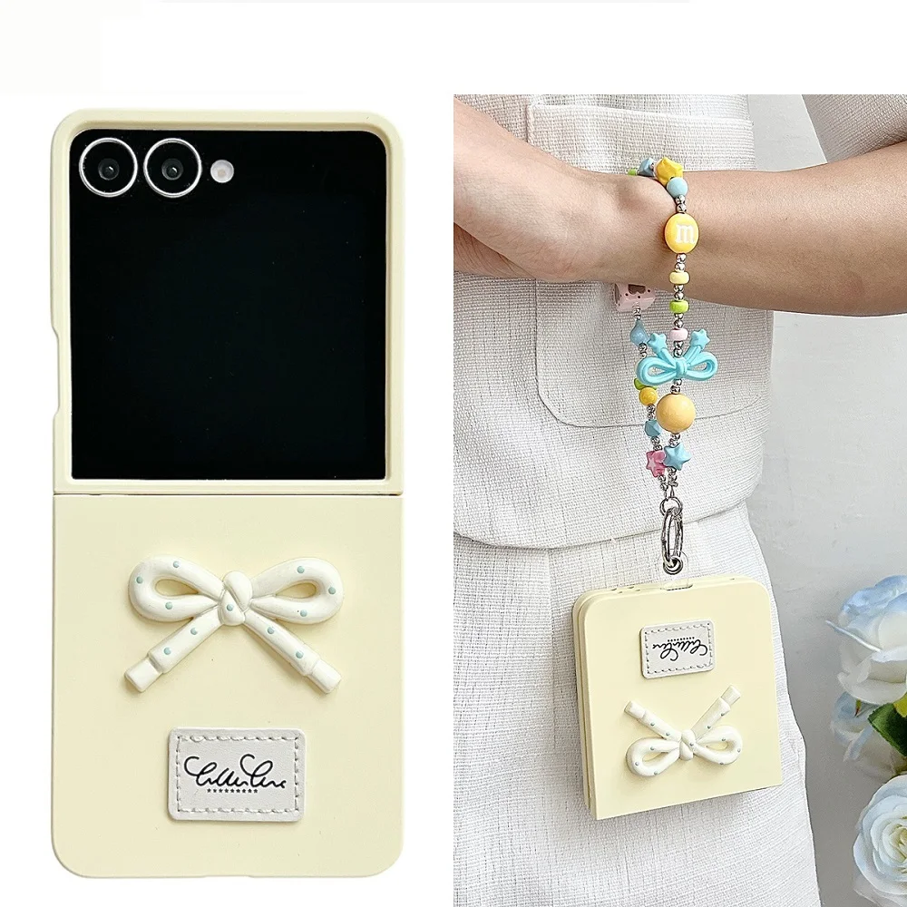 Candy Color Skin Feel Bow Tie Phone Case with Lanyard - Shockproof Protective Back Cover