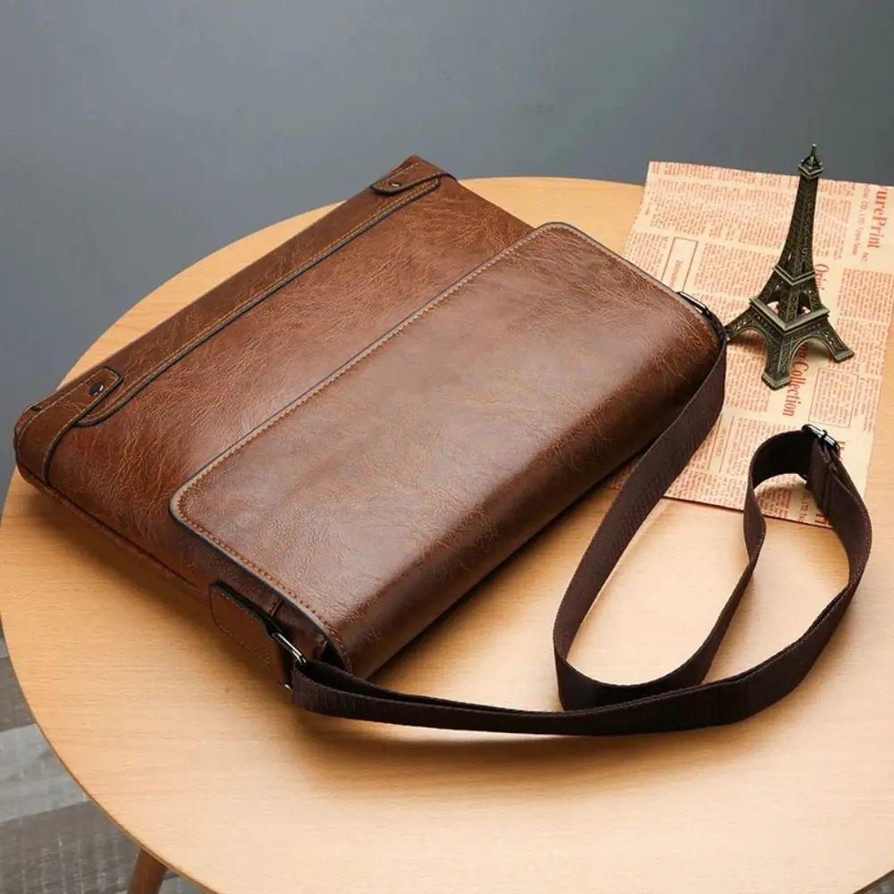 Neue Retro Herren Business-Aktentasche Wasserdichte Tragetasche Laptop-Umhängetasche Messenger Crossbody-Tasche PU-Leder Computertasche – Detail 5