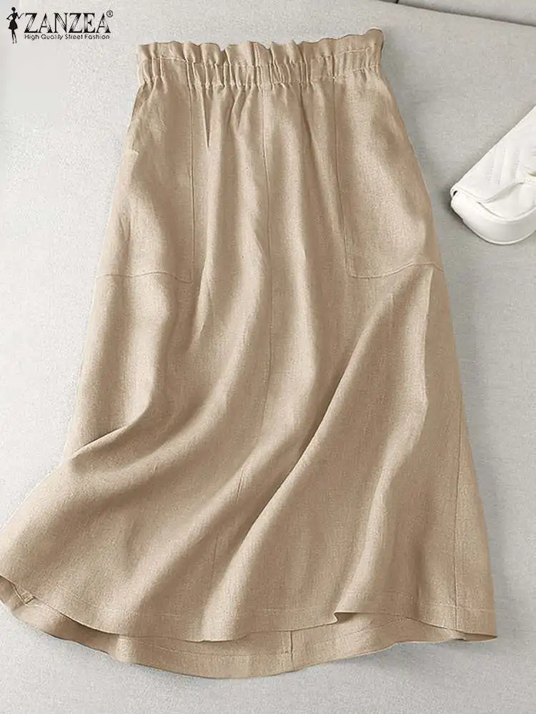 

ZANZEA Women High Waist Sundress Fashion Solid Long Skirt Summer Causal Solid Jupe Vestido Faldas Vintage Midi Skirts Oversize