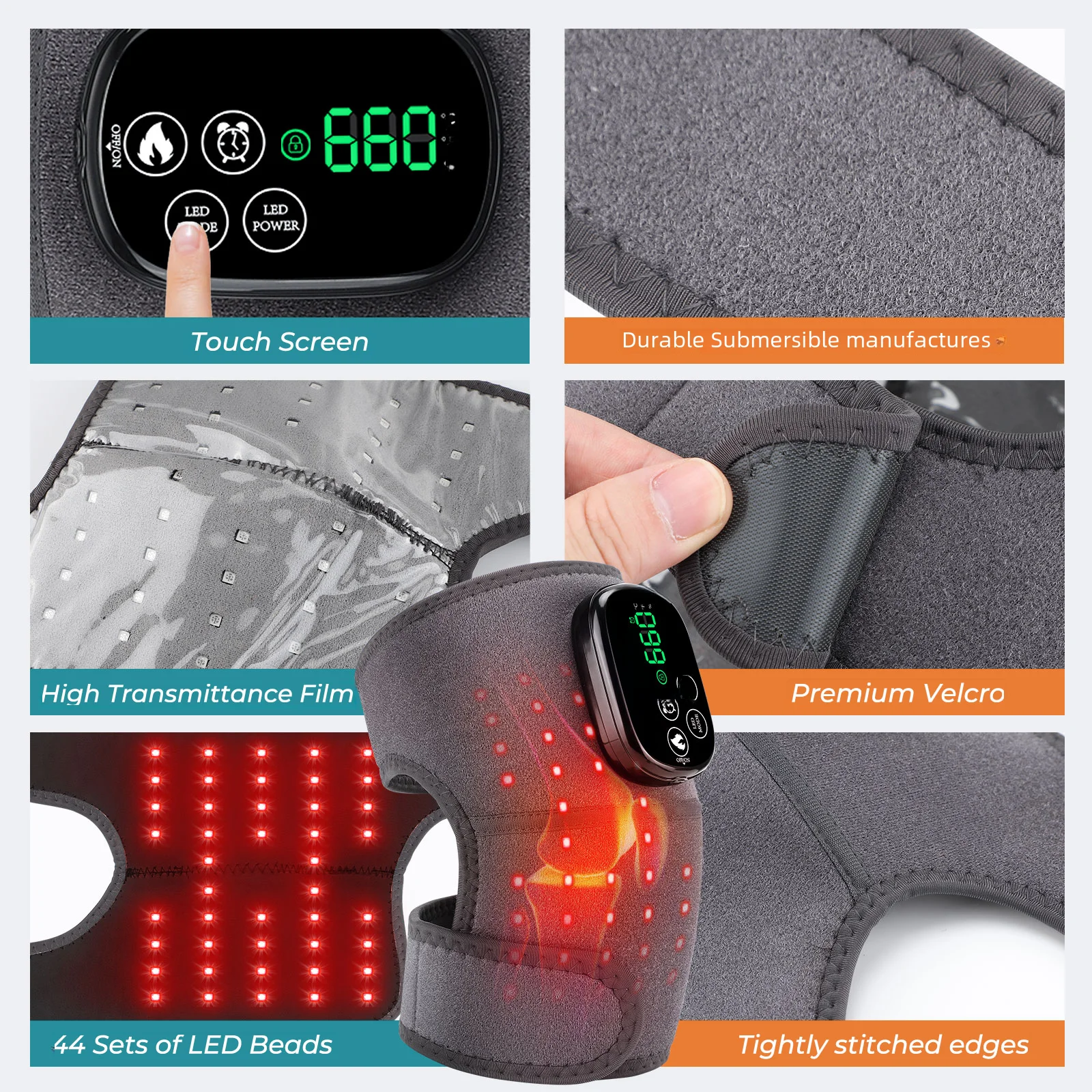 3 in 1 660&850nm Red Light Knee Massager Shoulder Knee Elbow Heating Massage Support Brace Rechargeable Pad Muscle Relax