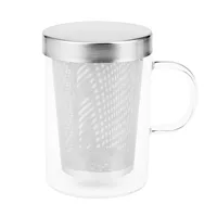 500Ml Travel Heat-Resistant Glass Tea Infuser Mug with Stainless Steel Lid Coffee Cup Tumbler Kitchen Heat-Resistant Large 1