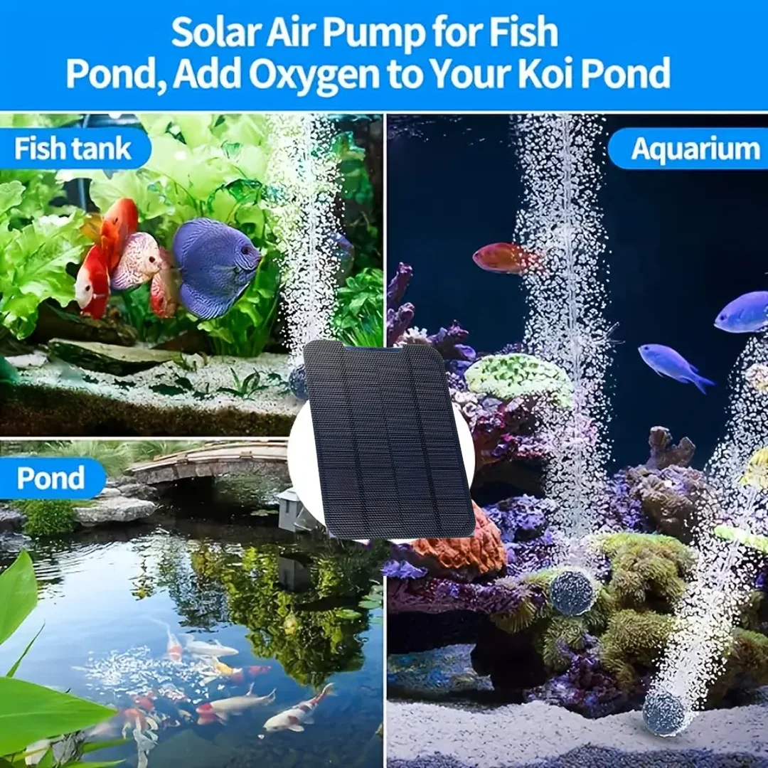 Solar Pool Oxygen Pump Small Fish Tank Oxygen Pump Continuously Produces Bubbles Day and Night
