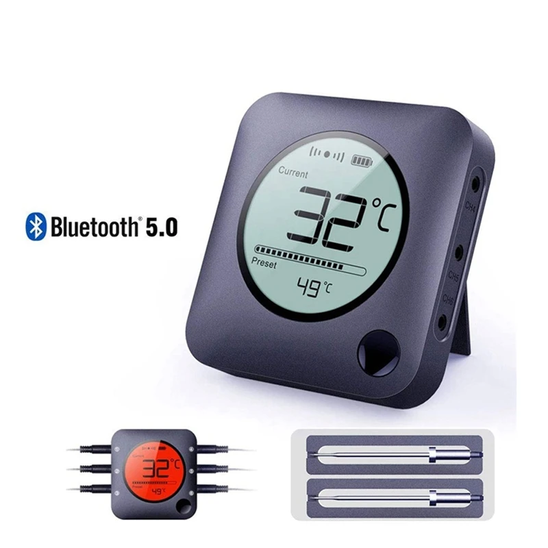 BFOUR Smart Bluetooth Meat Thermometer with 6-Probes, Wireless Meat PR