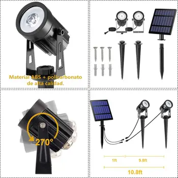 3000K/6000K Solar LED Light Outdoor Solar Spotlight Solar Garden Light Outdoor IP65 Waterproof Solar Power Light Wall Light 2