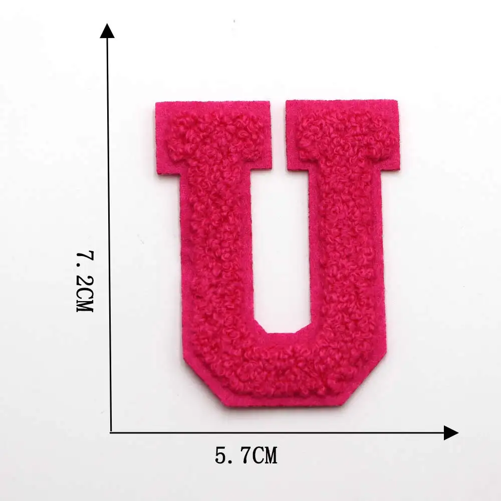 1PC Rose 7,2 CM Chenille Brief Patch Eisen auf Patch Name Buchstaben Patch Für Jeans Kleidung T-Shirt Reparatur alphabet Patch Abzeichen – Detail 26