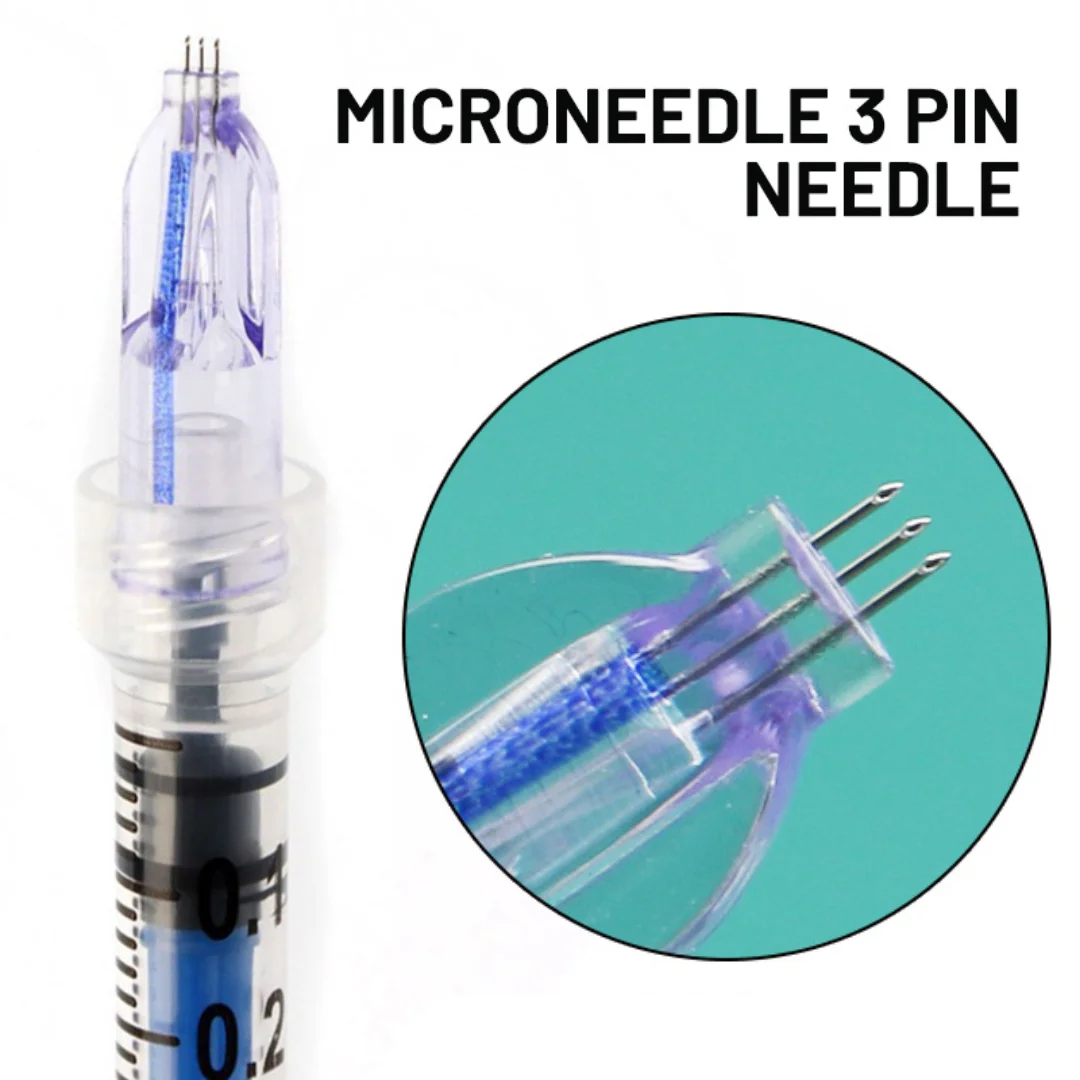 34G Ultrafine Nano Soft 3 Pin Professional Hand Fillmed Painless Microneedle Sterile Individually Package