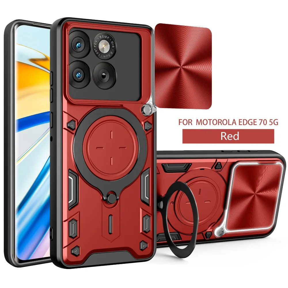 Motorola Edge Fusion Case with Slide Camera Lens Cover, Magnetic Car Mount, and Drop Protection Shockproof Shell