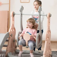 Rosahqnda Toboggan 4 en 1 pour enfants avec balançoire, panier de basket et échelle d'escalade pour intérieur/extérieur, aire de jeux avec panier de basket 4