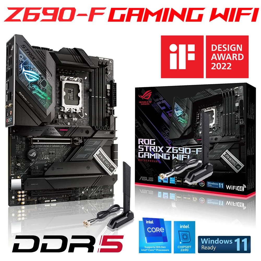 LGA 1700 Motherboard DDR5 Asus ROG STRIX Z690-F GAMING WIFI DDR5 Mainboard  i3 i5 i7 i9 Intel 12th-Gen CPU Desktop Intel Z690 New