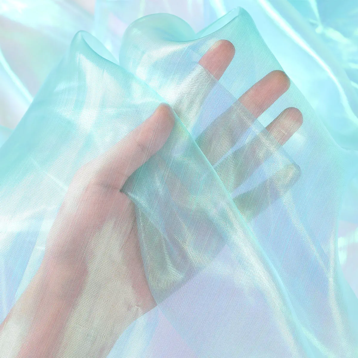Laser Tulle Fluorescent Organza Fabrics Laser Shiny Designer Stage Wedding Decor Voile Transparent Handmade Materials