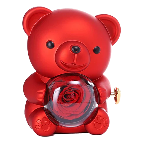 Mother's Day Valentine's Day Christmas Birthday Surprise Gifts Box Eternal Rose Teddy Bear Jewelry Necklace Rings Storage Box