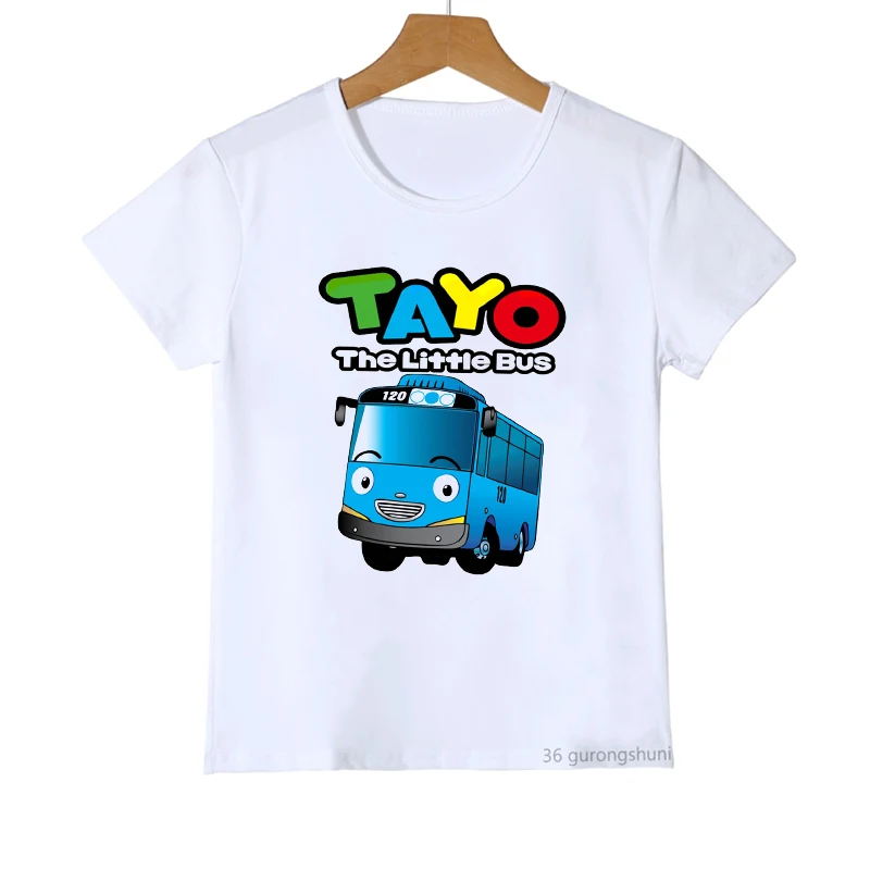 2022 Fashion Children Tshirt Cute Tayo And Little Friends Car Cartoon Print Boys T-Shirt Summer Girks Shirt Toddler Tshirt Tops children's t shirt with animals	