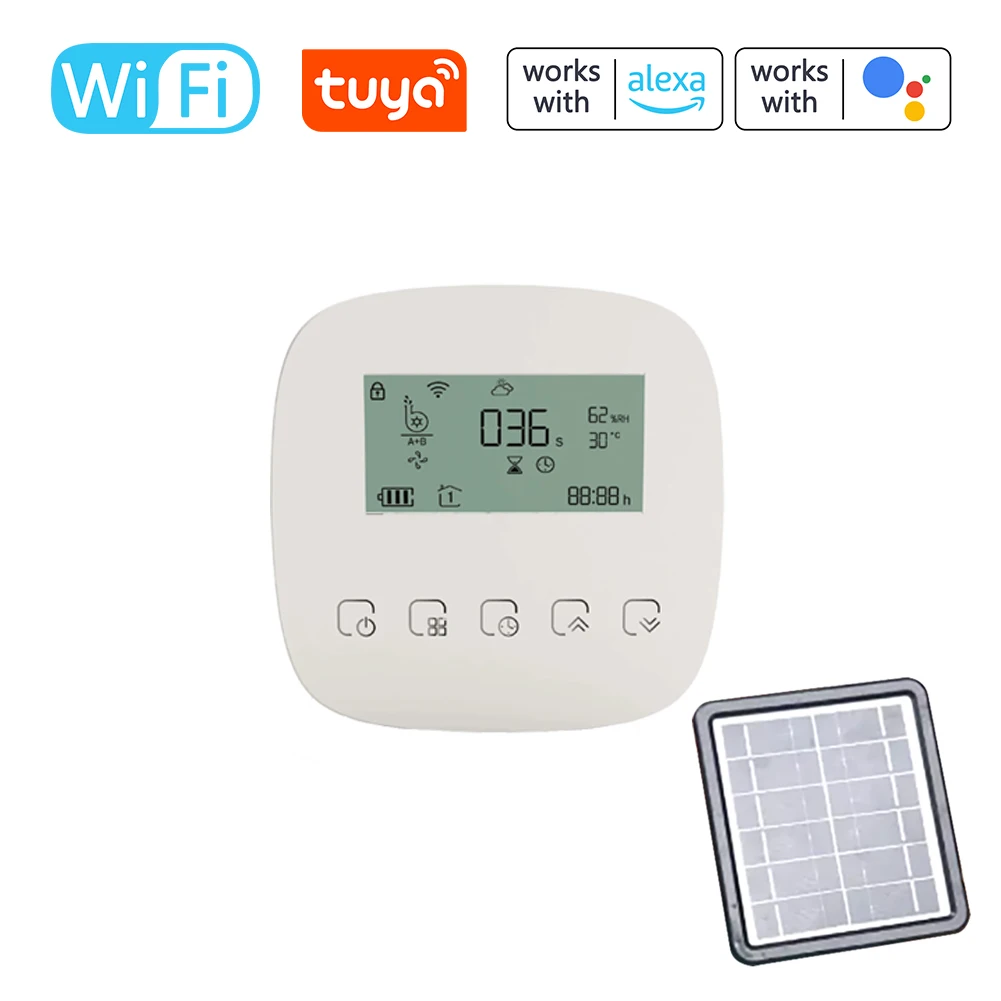 Tuya WiFi Digital Water Timer Intelligent Automatic Micro-drip Irrigation Controller with Solar Panel for Garden Watering System 