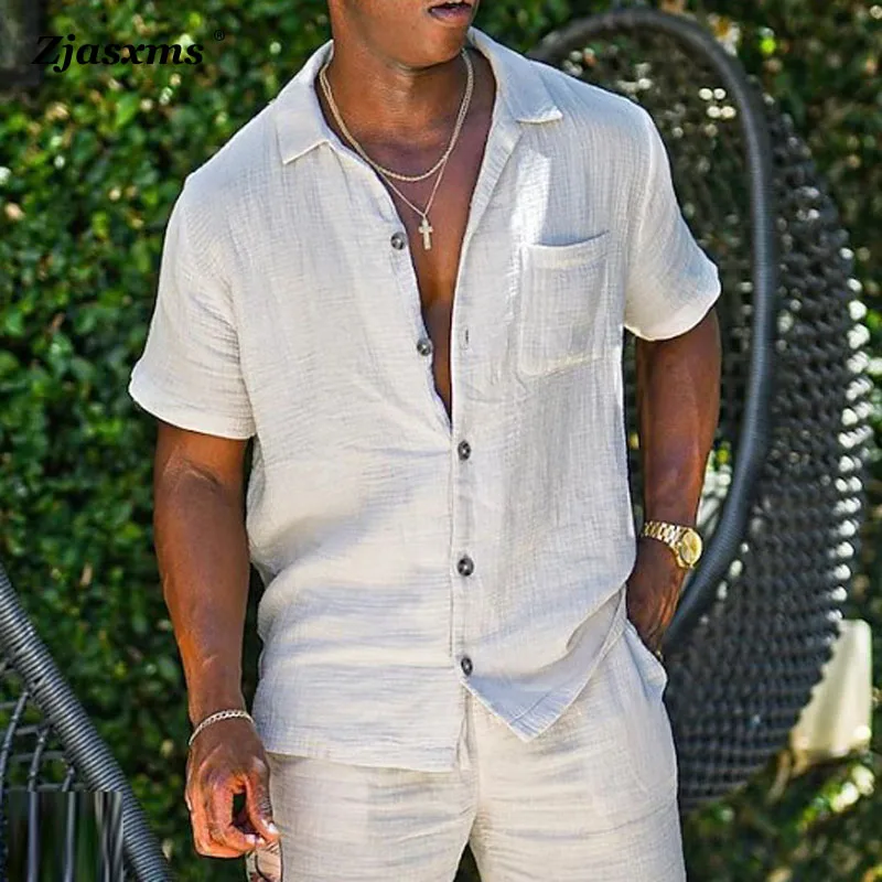 Casual Loose Solid Color Short Sleeve Two-piece Suit