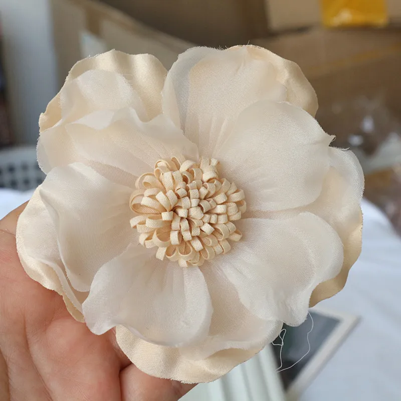 10PCS/Lot 10CM Large Handmade Chiffon Fabric Artificial Flower For