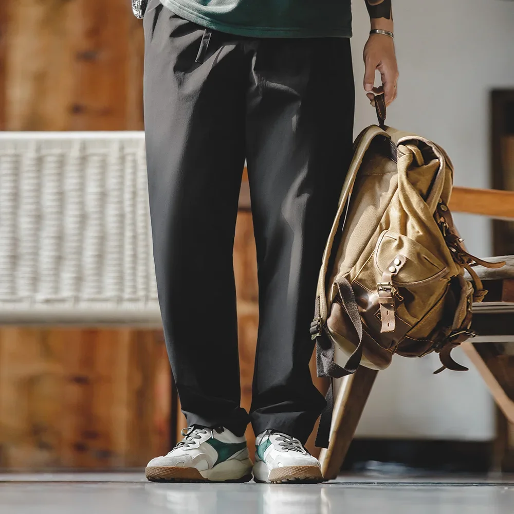 

Maden Retro Non-iron Easy Straight Pants Casual Wrinkle-Resistant Flat Front Jogger Pants Uncle Fu Comfort Cool Baggy Trousers