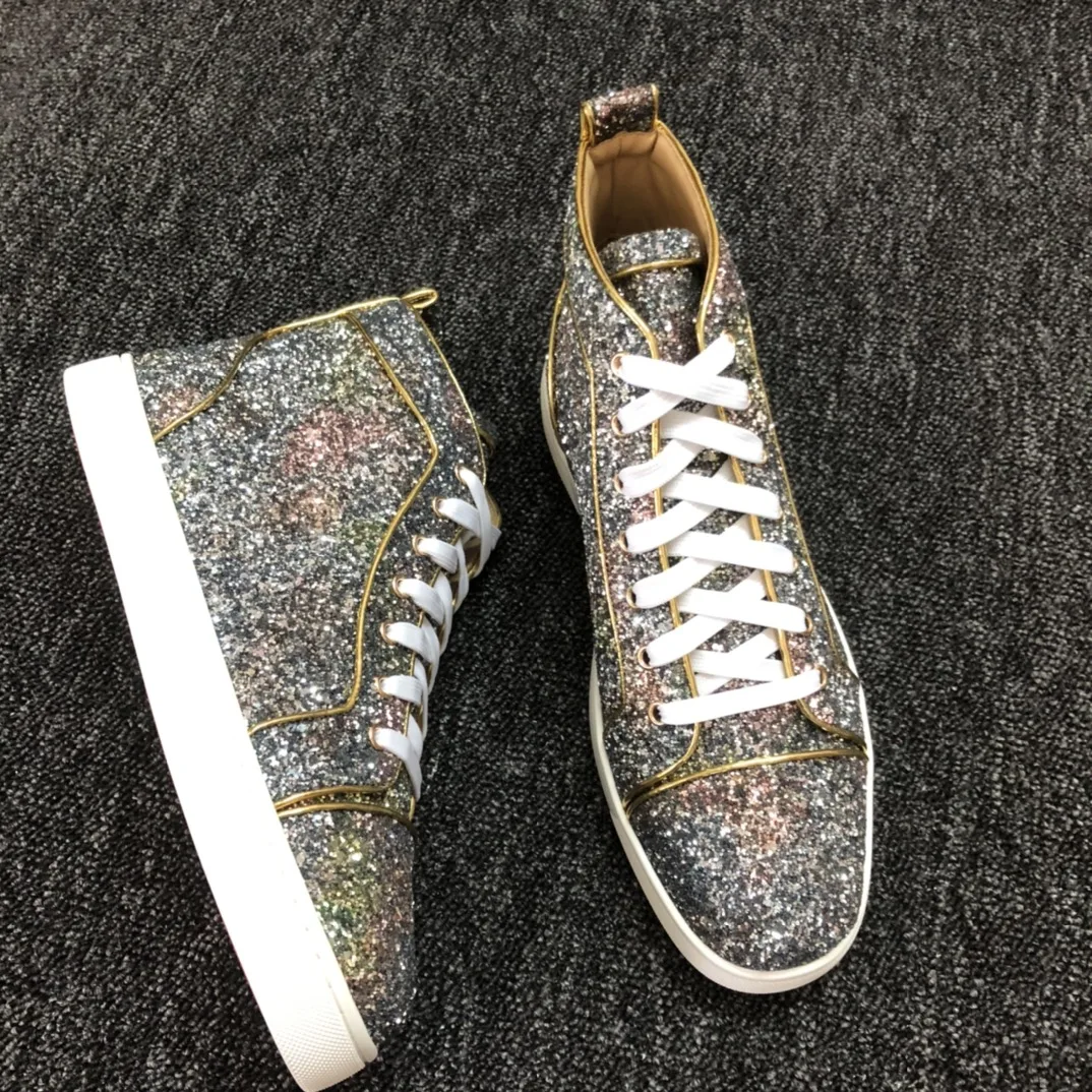 Super Brand Chentel Male Sequined Decoration Men Casual Shoes Party Shoes for Men Flats Lace-Up Sneakers Camouflage Big Size 47