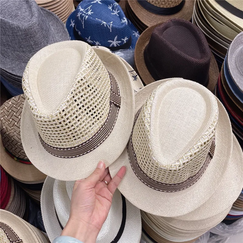 

10pcs/lot wholesale Britain classic summer hollow out paper grass Parent-child style fedoras cap men women panama jazz hat