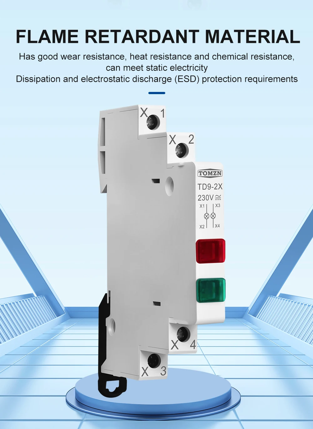 2 LED Din Rail indicator light TD9-2X 230V ACDC RED GREEN Dual-circuit Monitorin