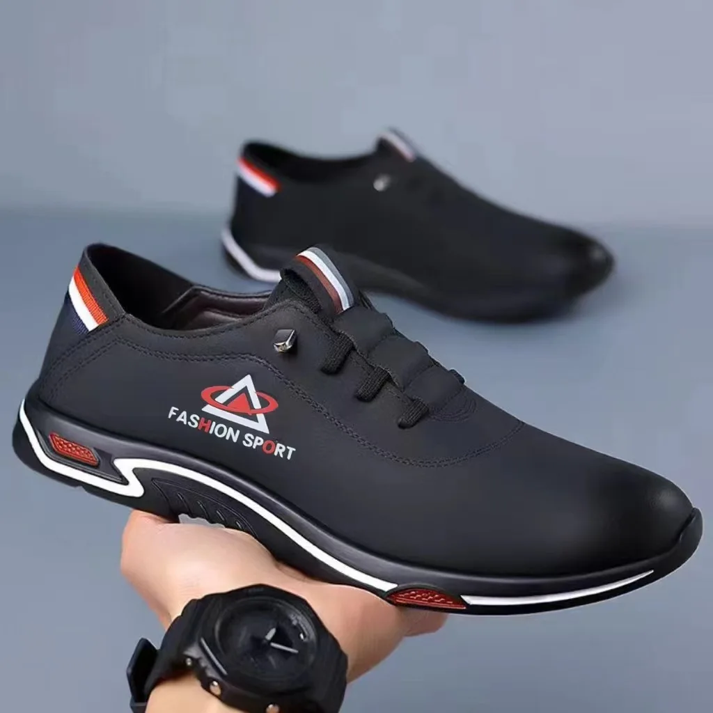 Men's Shoes Fashion Soft Soled Men Casual Shoes British Style Formal Shoes Breathable Lace-Up Bottom Light Sneakers Male Size 2