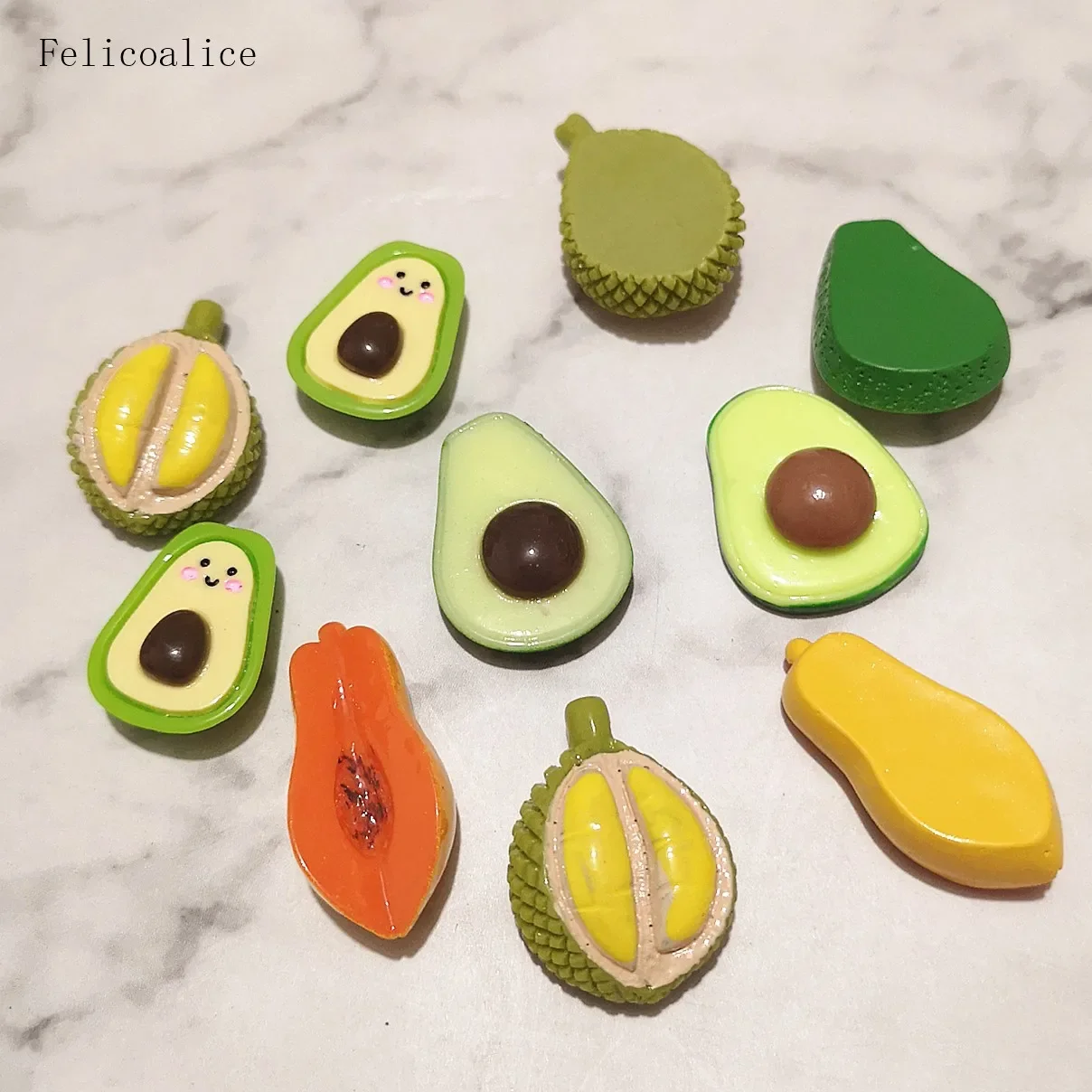 

100pcs Cute Fruit Slime Kit Resin Avocado Charms Supplies Kawaii Accessories DIY Filler Decoration for Fluffy Cloud Slime