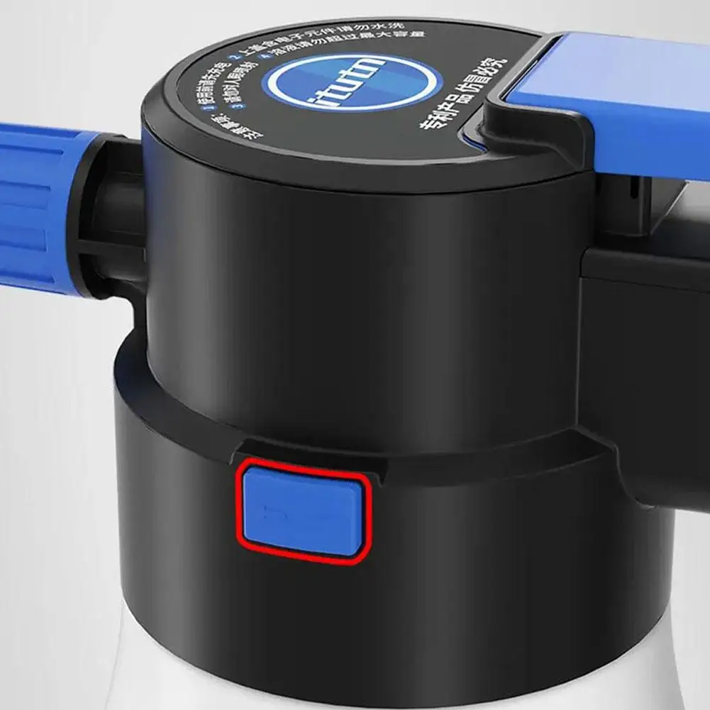 Battery compartment detail on the foam sprayer