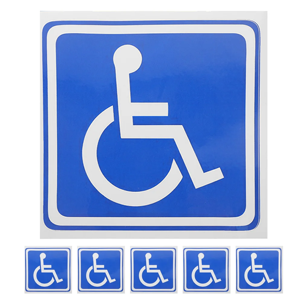 Wheelchair Symbol Stickers Disabled Signage Car Window Traffic Signs Handicapped Parking Labels Roadway Safety 6Pcs