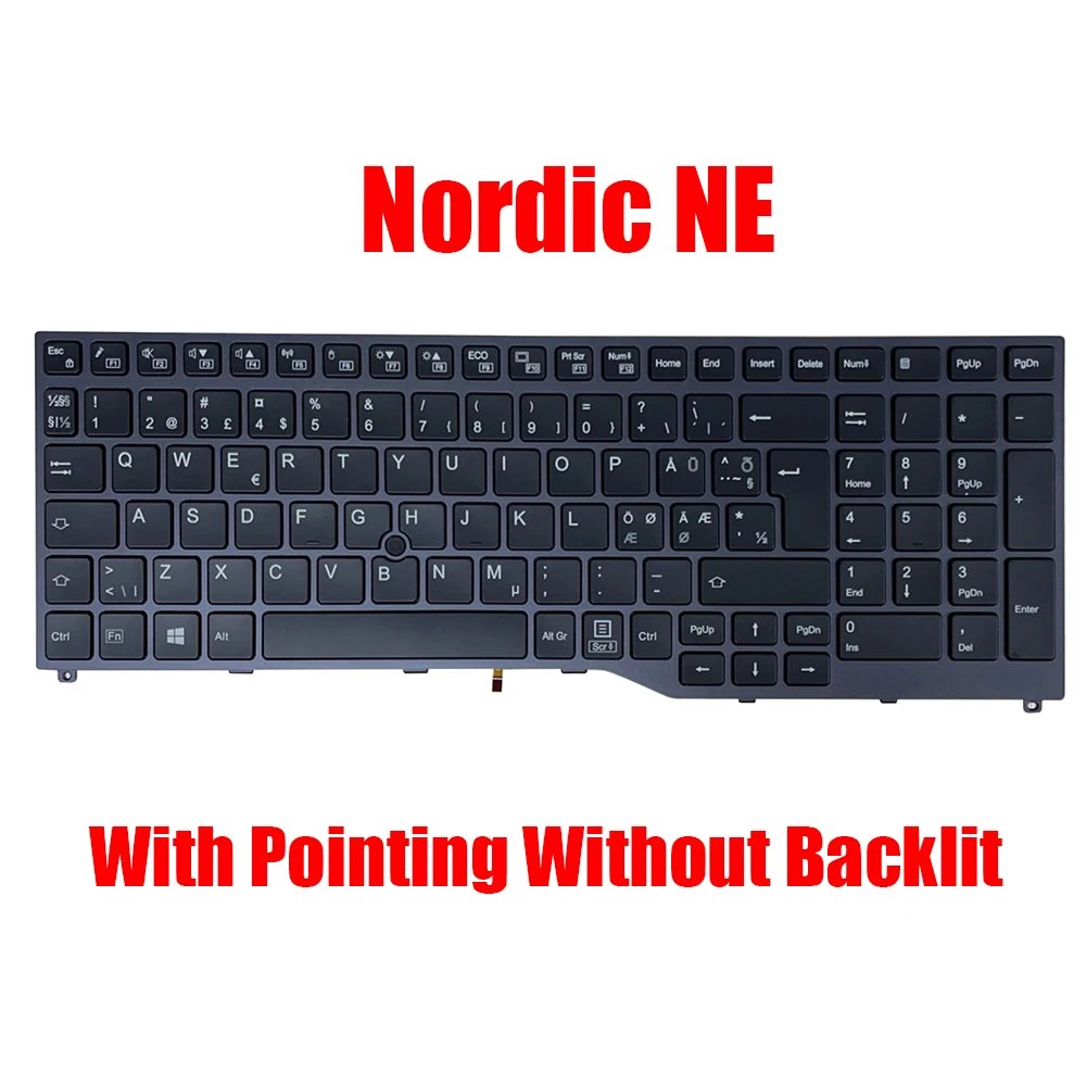 

Nordic NE Keyboard For Fujitsu For LifeBook E458 E459 E558 E559 E4511 E5510 E5511 5E15A1 5E15A2 U757 U758 U759 U7510 CP724656-02