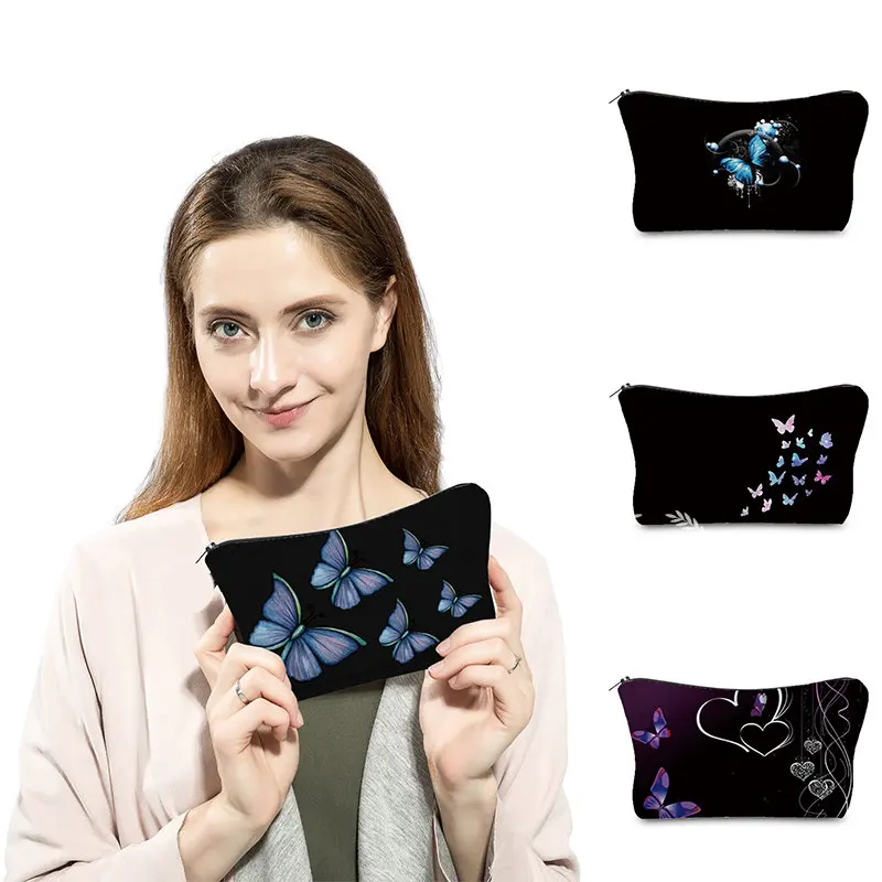 

Beautiful Butterfly Makeup Bags Printing Girl's Cosmetics Bag Women's Lipstick Storage Coin Purse with Zipper Organizer Boxes