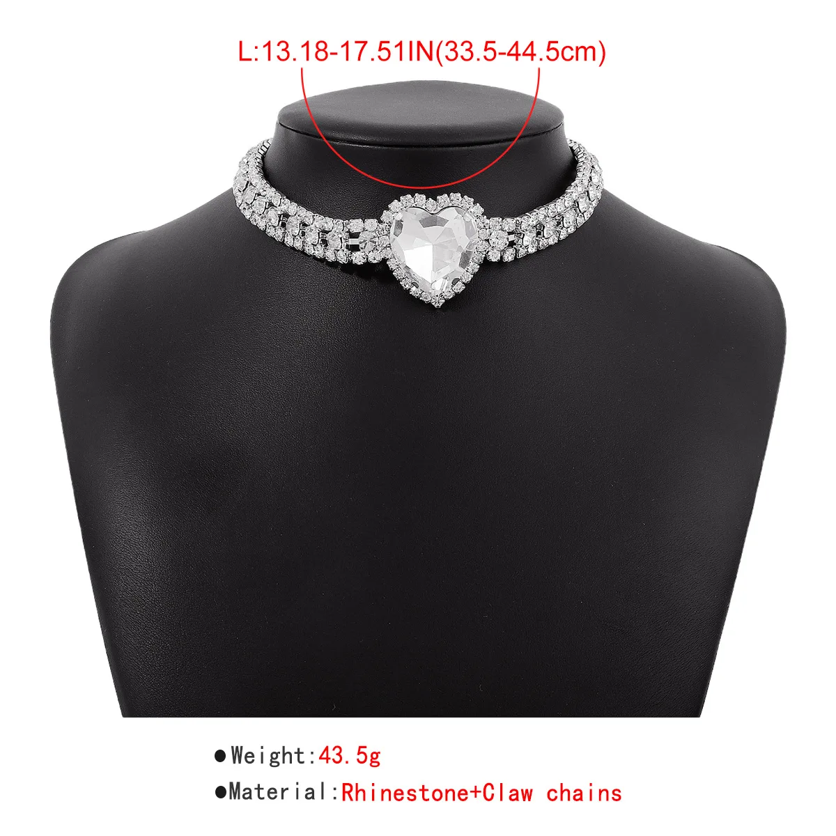 Ailodo Multilayer Tennis Chain Big Crystal Heart Choker Necklace For Women Luxury Party Wedding Necklace Fashion Jewelry Gift