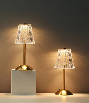 Table lamp bedroom, bedside lamp light luxury diamond crystal lamp high-end atmosphere lamp charging touch small night lamp 1
