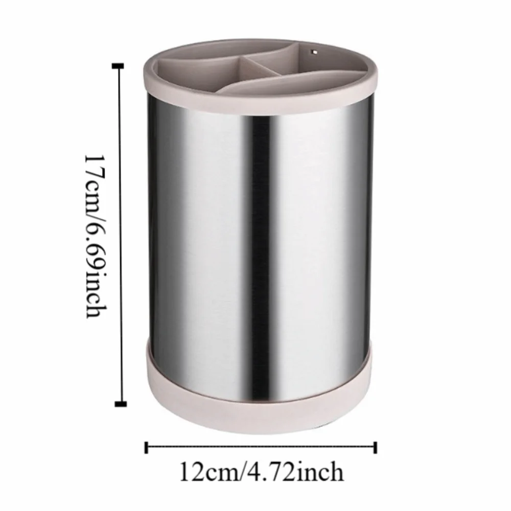 Rotatable Kitchen Utensils Holder Durable Stainless Steel Cooking Tools Organizer Plastic Space-saving Cutlery Drainer Stand
