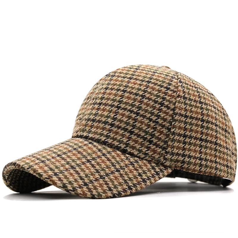 Brown Houndstooth Baseball Caps For Men Summer British Style Plaid Women Cap Brand Bone Trucker Hat Casquette Homme 1