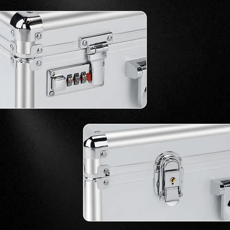 Hard Side Briefcases Aluminum Document Case with Handle Design Built-in Sponge Truck Storage Organizer Chest With Security Lock 2